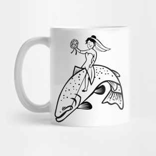 Bride Fisherman Riding Steelhead Trout Mug